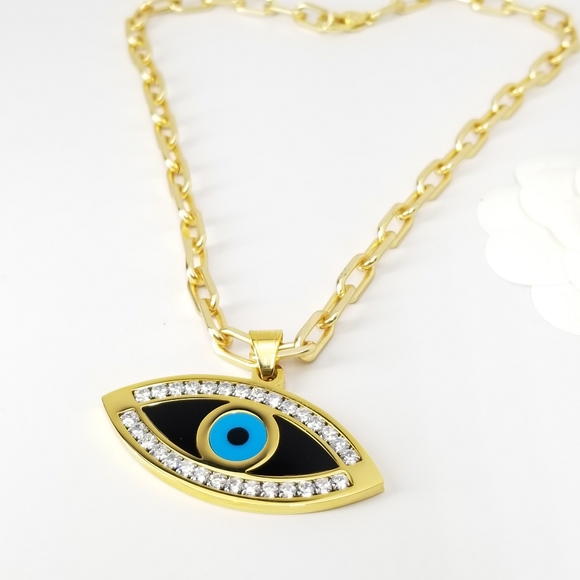 Unique One of Kind Statement Evil Eye Necklace NWT - Picture 2 of 10